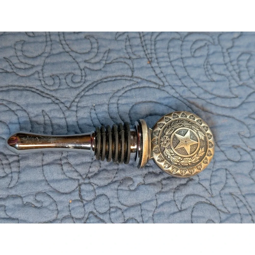 Vintage Texas Lone Star Chrome Wine Bottle Stopper – Rustic Concho Barware